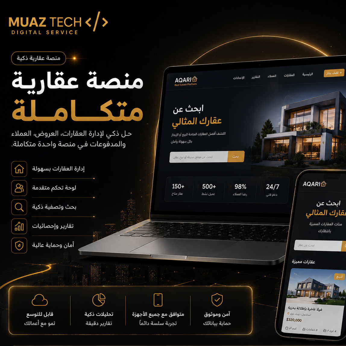 منصة عقارية ذكية متكاملة لإدارة وتطوير أعمالك