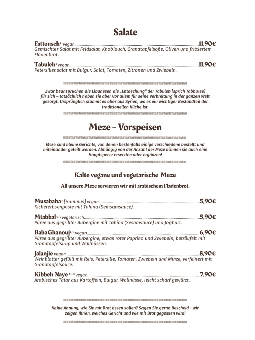 Speisekarte